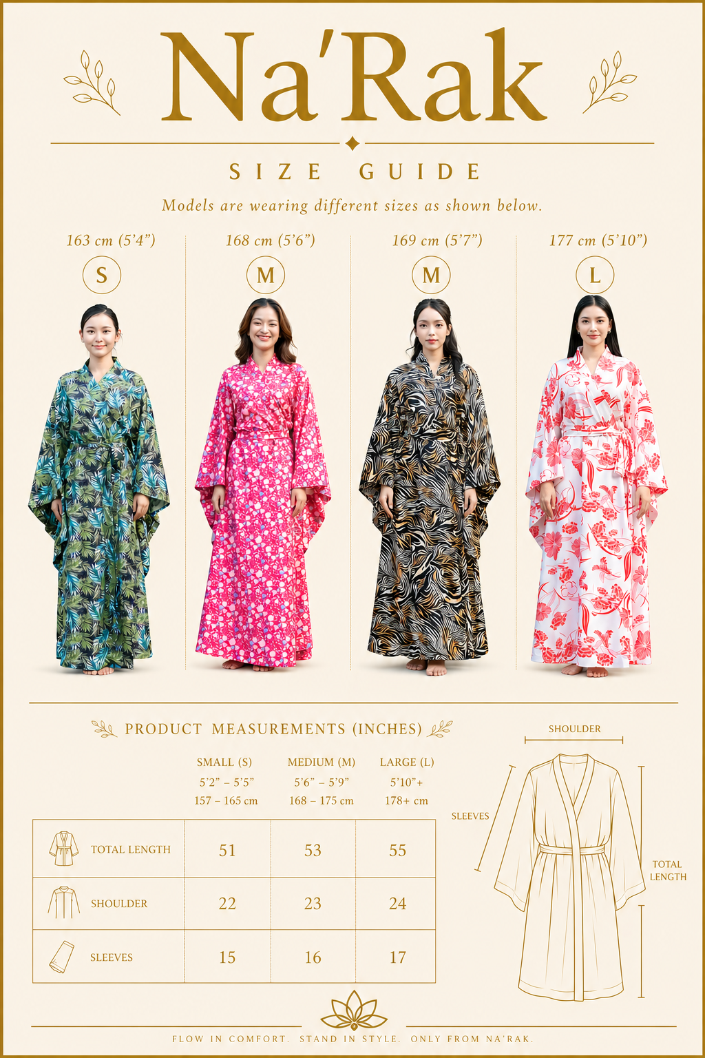 NA'RAK Women's Yukata Kimono Robe : Green Palm Leaf