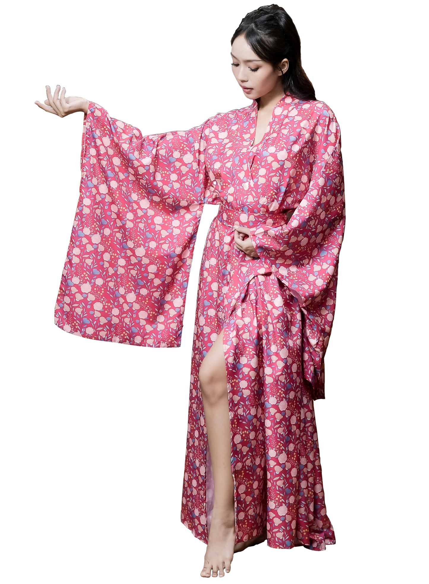 NA'RAK Women's Yukata Kimono Robe : Pink Floral