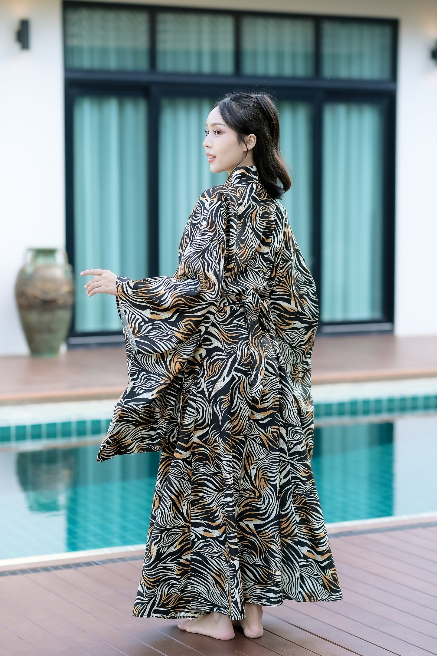 NA'RAK Women's Yukata Kimono Robe : Tiger Print