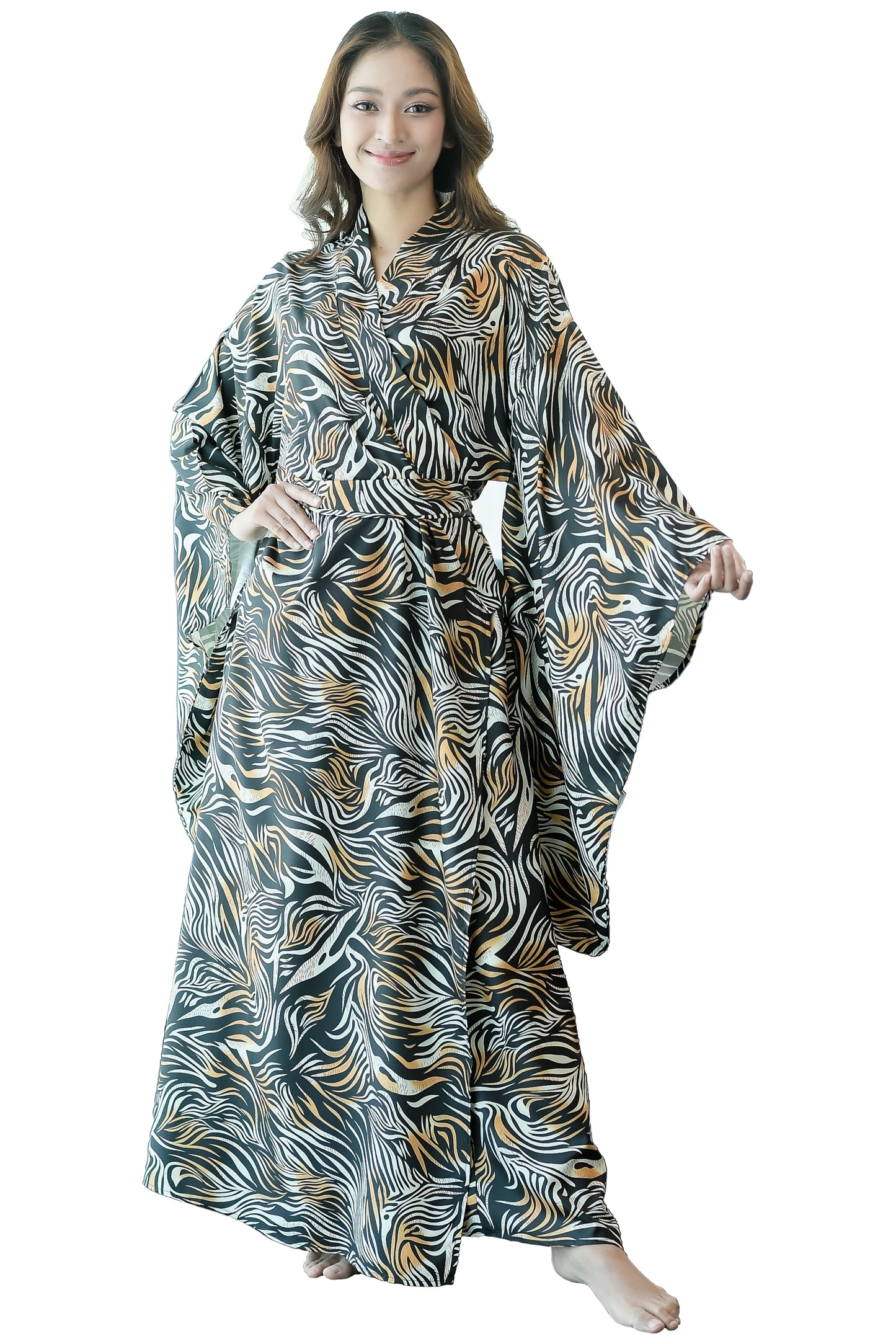 NA'RAK Women's Yukata Kimono Robe : Tiger Print